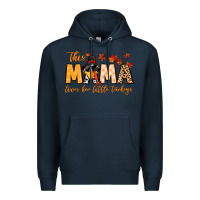 Navy this mama loves her little turkeys Premium Hoodie - MaliasSmallBusiness