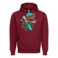 Burgundy indian headdress Zipper Hoodie - JahusDesignShop