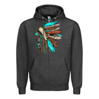 Charcoal Heather indian headdress Zipper Hoodie - JahusDesignShop