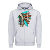 Heather Grey indian headdress Zipper Hoodie - JahusDesignShop