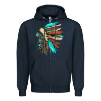 Navy indian headdress Zipper Hoodie - JahusDesignShop