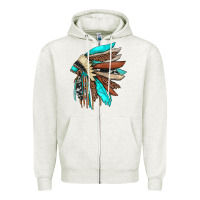 Oatmeal Heather indian headdress Zipper Hoodie - JahusDesignShop