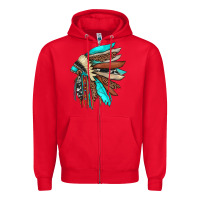 Red indian headdress Zipper Hoodie - JahusDesignShop