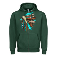 Sports Green indian headdress Zipper Hoodie - JahusDesignShop