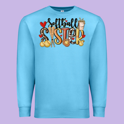 Softball Sister Premium Sweatshirt Designed By Maliassmallbusiness