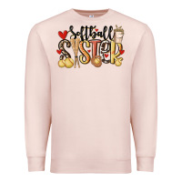 Pale Pink softball sister Premium Sweatshirt - MaliasSmallBusiness