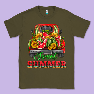 Sweet Summer Watermelon And Truck Classic Tee Designed By Hra Design Shop