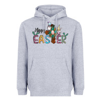 Heather Grey cross rabbit gnomes happy easter Heavyweight Hoodie - Jasminsmagicworld