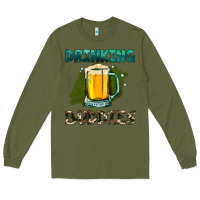 Army Green drinking buddies with beer Long Sleeve Tee - HRA Design Shop