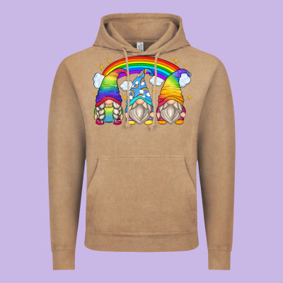 Vintage Hoodie rainbow gnomes