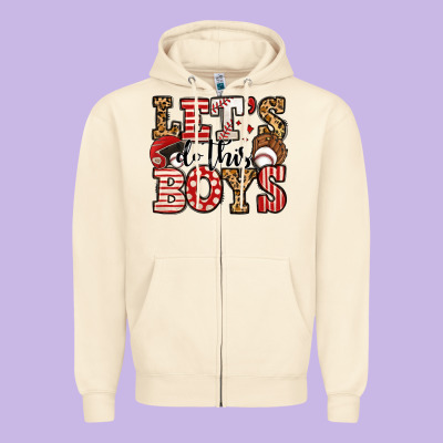 Let's Do This Boys Baseball Zipper Hoodie Designed By Jasminsmagicworld