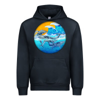 Navy humpback whale Urban Hoodie - BarkalooDesign