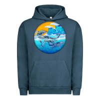 Pigment Midnight Navy humpback whale Urban Hoodie - BarkalooDesign