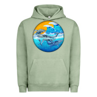 Pigment Oil Green humpback whale Urban Hoodie - BarkalooDesign