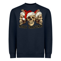 Navy Merry Christmas Skulls Heavyweight Sweatshirt - RanaPortraitStore