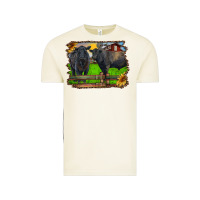 Vintage Arctic black angus cattle and bull in barnyard Vintage Tee - RanaPortraitStore