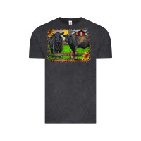 Vintage Black black angus cattle and bull in barnyard Vintage Tee - RanaPortraitStore