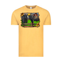 Vintage Mustard black angus cattle and bull in barnyard Vintage Tee - RanaPortraitStore