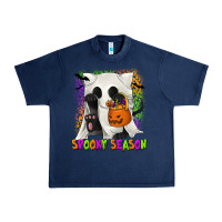 Navy Spooky Season Ghost Cat Urban Heavy Tee - texasbilliewilder