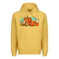Antique Gold thankful pumpkins Premium Hoodie - MaliasSmallBusiness