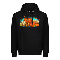 Black thankful pumpkins Premium Hoodie - MaliasSmallBusiness