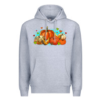 Heather Grey thankful pumpkins Premium Hoodie - MaliasSmallBusiness