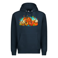 Navy thankful pumpkins Premium Hoodie - MaliasSmallBusiness