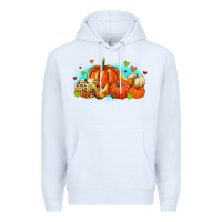 White thankful pumpkins Premium Hoodie - MaliasSmallBusiness