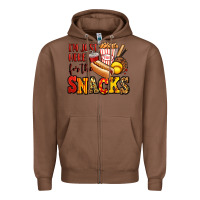 Chestnut i'm just here for the snacks softball Zipper Hoodie - Jasminsmagicworld
