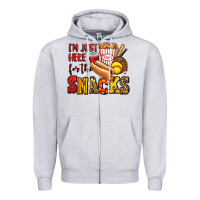 Heather Grey i'm just here for the snacks softball Zipper Hoodie - Jasminsmagicworld