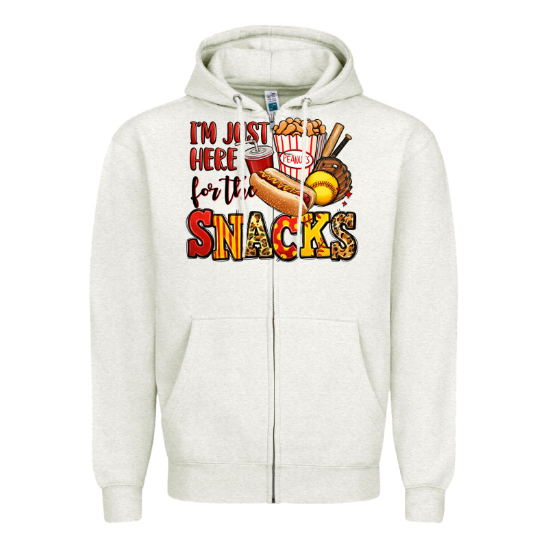 I'm Just Here For The Snacks Softball Zipper Hoodie by Jasminsmagicworld | Teevron
