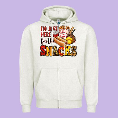 I'm Just Here For The Snacks Softball Zipper Hoodie Designed By Jasminsmagicworld