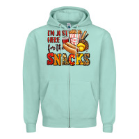 Seafoam i'm just here for the snacks softball Zipper Hoodie - Jasminsmagicworld