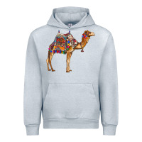 Heather Grey camel with colorful saddle Urban Hoodie - BarkalooDesign