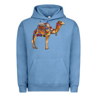 Pigment Pebble Blue camel with colorful saddle Urban Hoodie - BarkalooDesign
