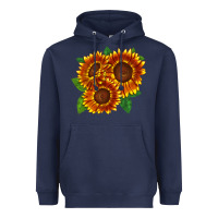 Navy tiger eyes sunflower Heavyweight Hoodie - LillyAllenDesigns