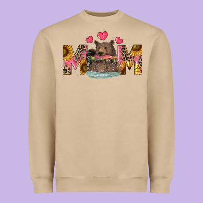 Heavyweight Sweatshirt Mom Bear With Sunflowers