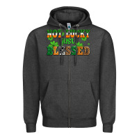 Charcoal Heather not lucky just blessed Zipper Hoodie - AdoDesignShop