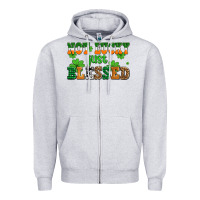 Heather Grey not lucky just blessed Zipper Hoodie - AdoDesignShop