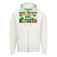 Oatmeal Heather not lucky just blessed Zipper Hoodie - AdoDesignShop