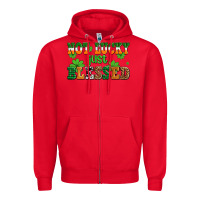 Red not lucky just blessed Zipper Hoodie - AdoDesignShop