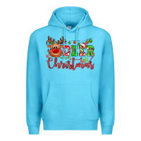 Ocean Blue Deer Christmas reindeer Premium Hoodie - NancyCooperArtShop