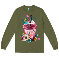 Army Green mexican day of the dead skulls coffee cup Long Sleeve Tee - FaDigitalArtStudio