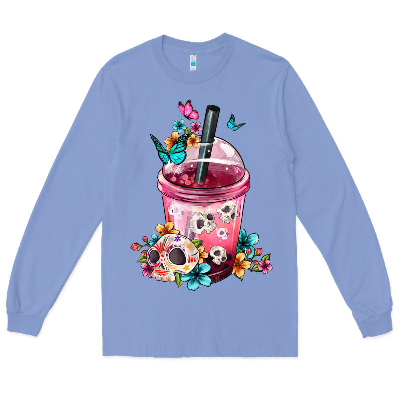 Mexican Day Of The Dead Skulls Coffee Cup Long Sleeve Tee by FaDigitalArtStudio | Teevron