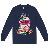 Navy mexican day of the dead skulls coffee cup Long Sleeve Tee - FaDigitalArtStudio