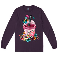 Plum mexican day of the dead skulls coffee cup Long Sleeve Tee - FaDigitalArtStudio