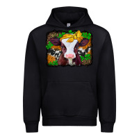 Black st patricks baby cow with leopard background Urban Hoodie - Jasminsmagicworld