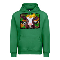 Emerald st patricks baby cow with leopard background Urban Hoodie - Jasminsmagicworld
