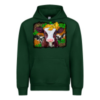 Forest Green st patricks baby cow with leopard background Urban Hoodie - Jasminsmagicworld