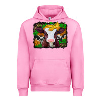 Fuchsia Pink st patricks baby cow with leopard background Urban Hoodie - Jasminsmagicworld